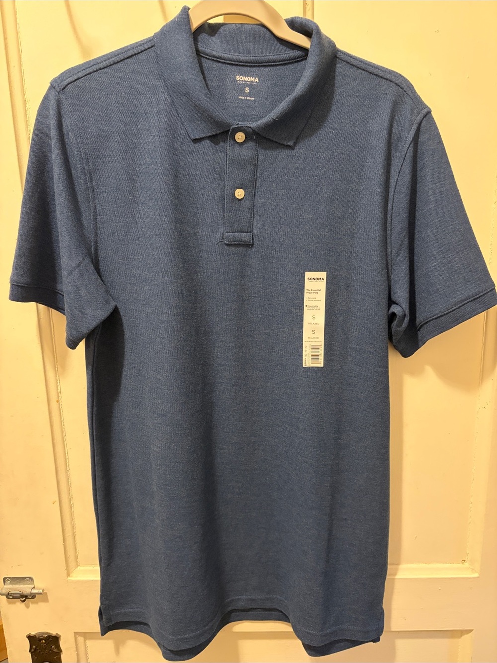 Sonoma Men's Heathered Blue Short-Sleeve Polo